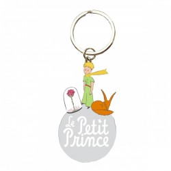 Porte-clés métal Le Petit Prince sur terre, la rose et le renard Enesco