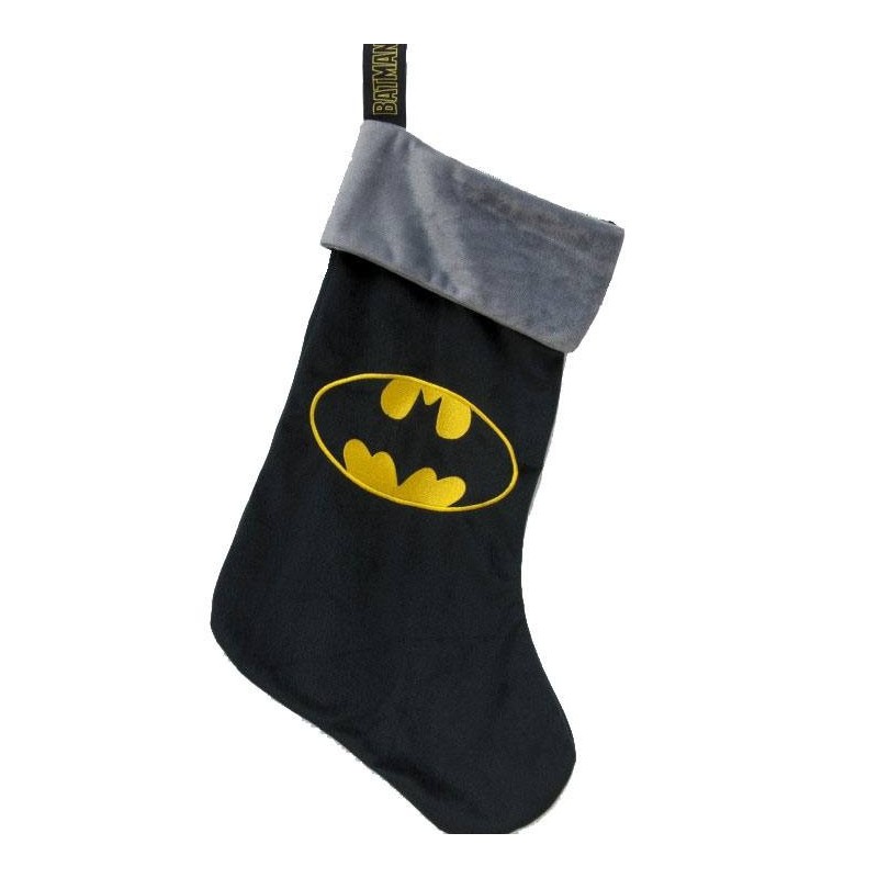 Chaussette de Noël 47cm Batman Logo Noir Groovy UK
