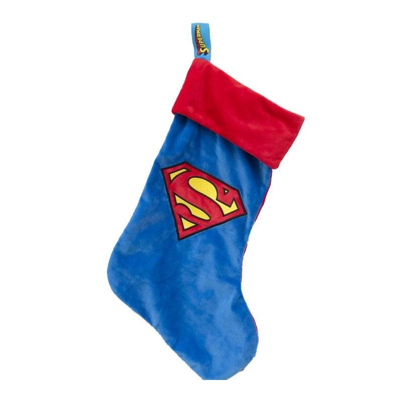 Chaussette de Noël 47cm Superman Logo Noir Groovy UK