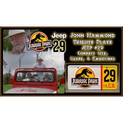 Number 29 Jeep Wrangler Sahara JP 29 License Plate Jurassic Park (1993)