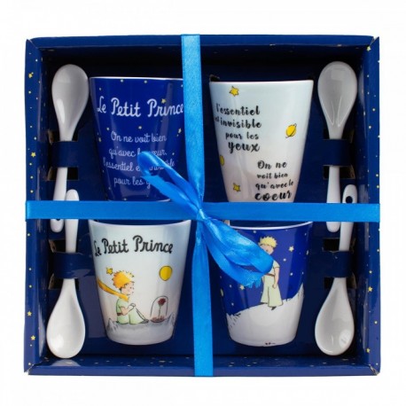 Coffret 4 TASSES + CUILLÈRES assortiment Le Petit Prince Enesco